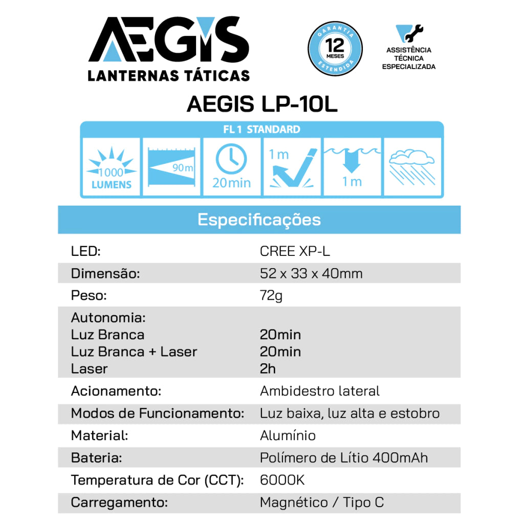 Lanterna Dedicada Aegis LP-10 L