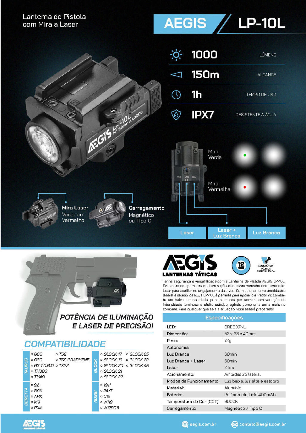 Lanterna Dedicada Aegis LP-10 L